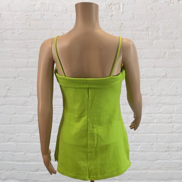 GW SPORT -- Long Top, Spaghetti Straps, Side Vents, Lime Green - Picture 5 of 15